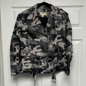 Michael Kors Black and Gray Camouflage Jacket
